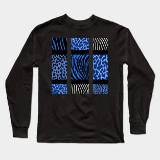 Blue Mixed Animal Print Long Sleeve T-Shirt